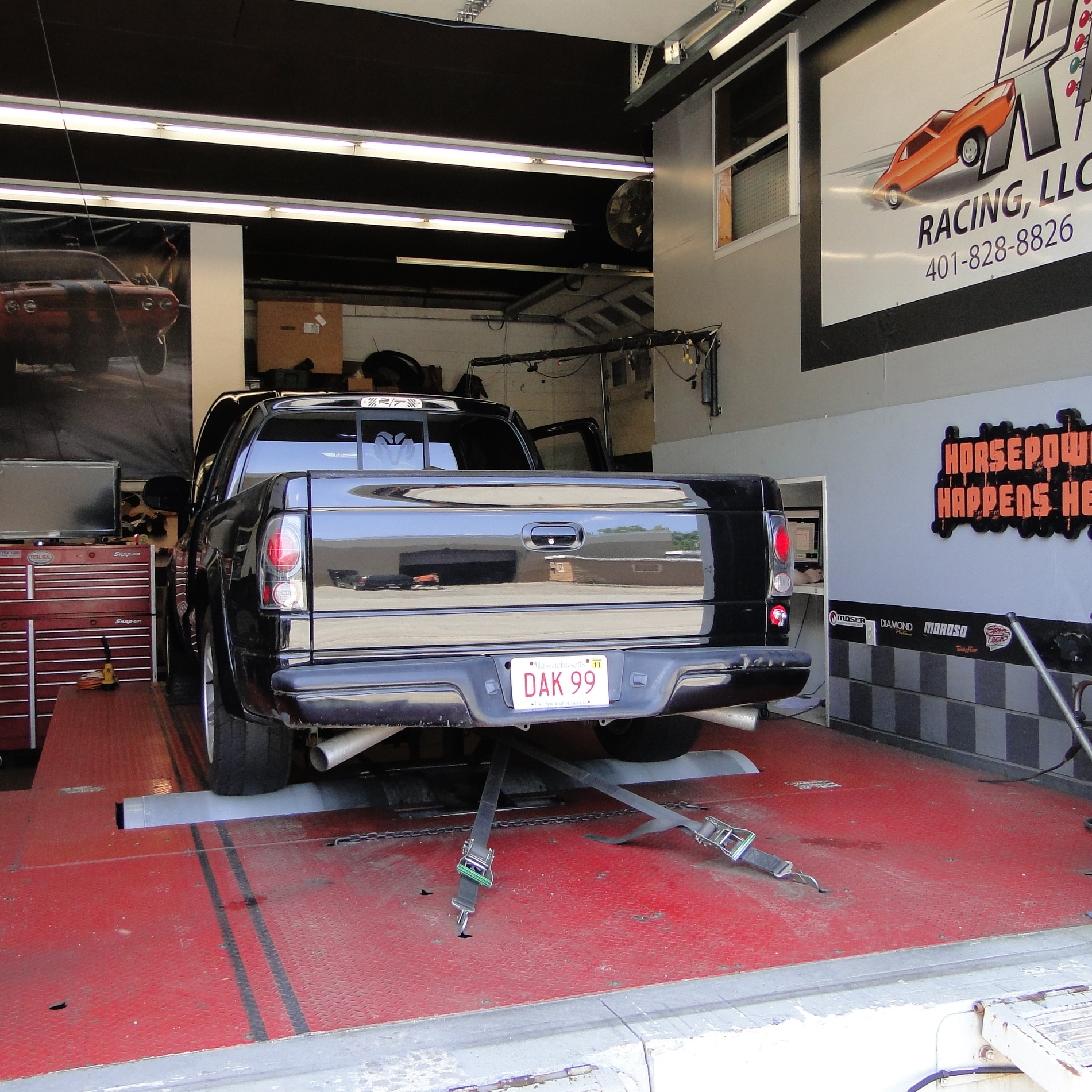 Chuck's twin turbo Dakota on the chassis dyno